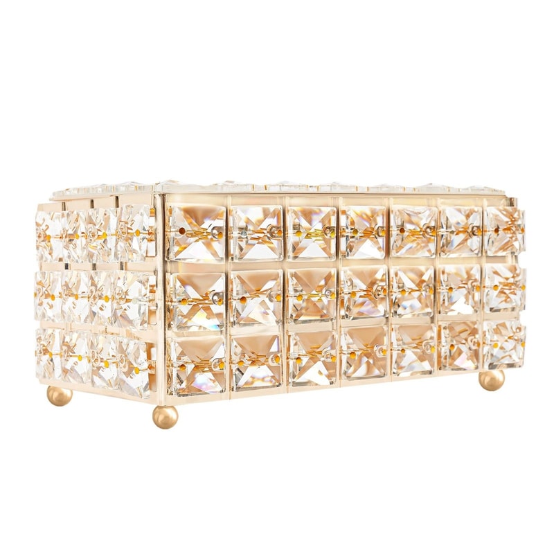 Premium Crystal Tissue Box Cover Napkin Dispenser Organizer With Paper Storage 2