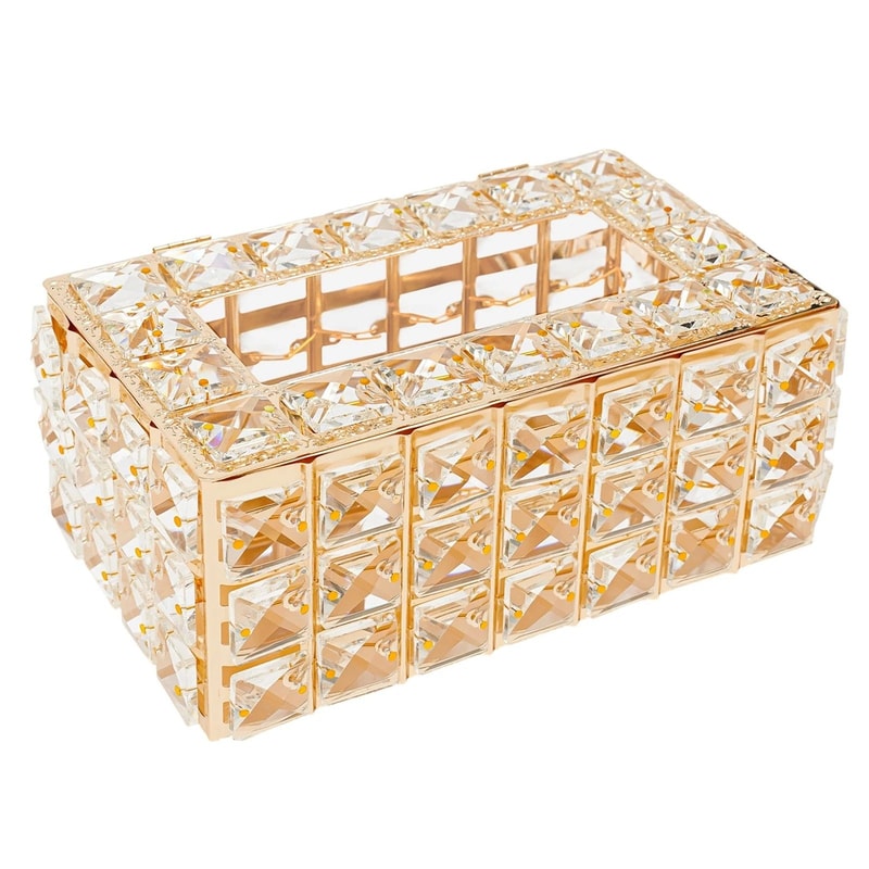 Premium Crystal Tissue Box Cover Napkin Dispenser Organizer With Paper Storage 3