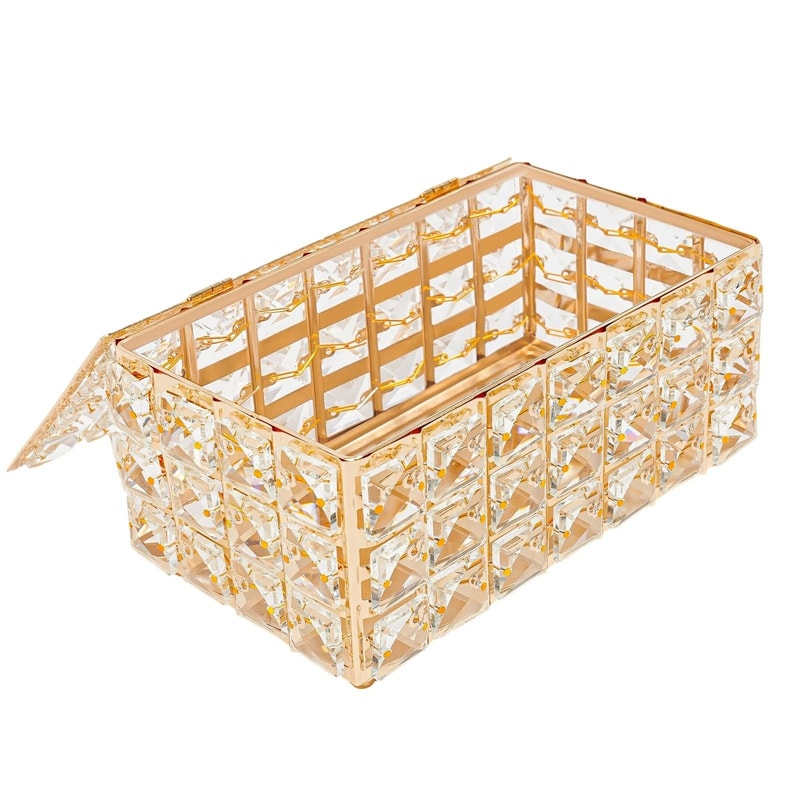 Premium Crystal Tissue Box Cover Napkin Dispenser Organizer With Paper Storage 4