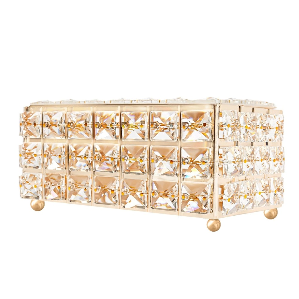 Premium Crystal Tissue Box Cover Napkin Dispenser Organizer With Paper Storage 5