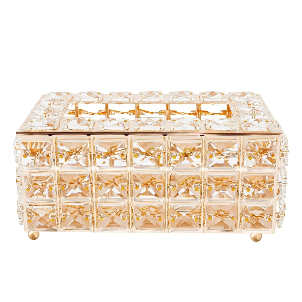 Premium Crystal Tissue Box Cover Napkin Dispenser Organizer With Paper Storage 6