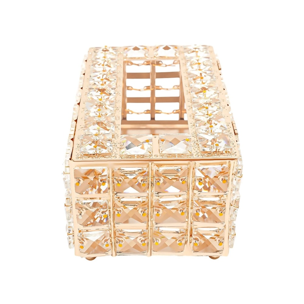 Premium Crystal Tissue Box Cover Napkin Dispenser Organizer With Paper Storage 7