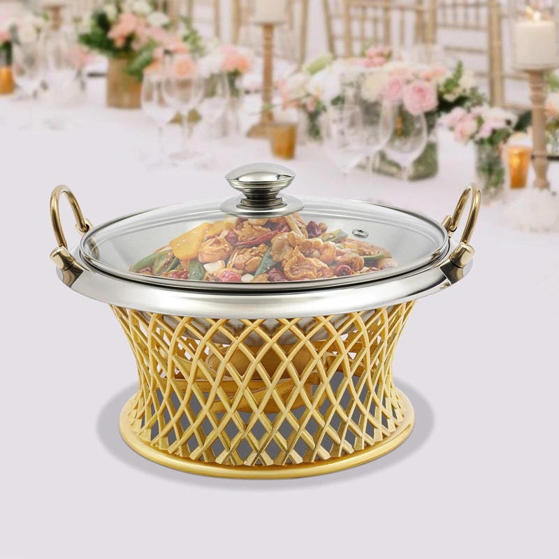Premium Round Buffet Chafing Dish With Lid Durable Stainless Serving Warmer 11