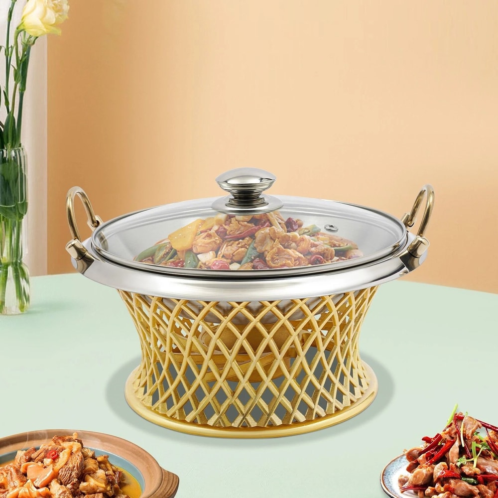 Premium Round Buffet Chafing Dish With Lid Durable Stainless Serving Warmer 13