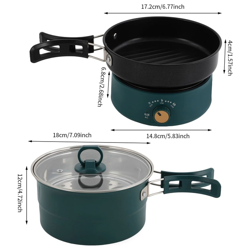 Premium Portable Electric Hot Pot Cooker Mini Ramen Noodle Cooker With Foldable Handles 12