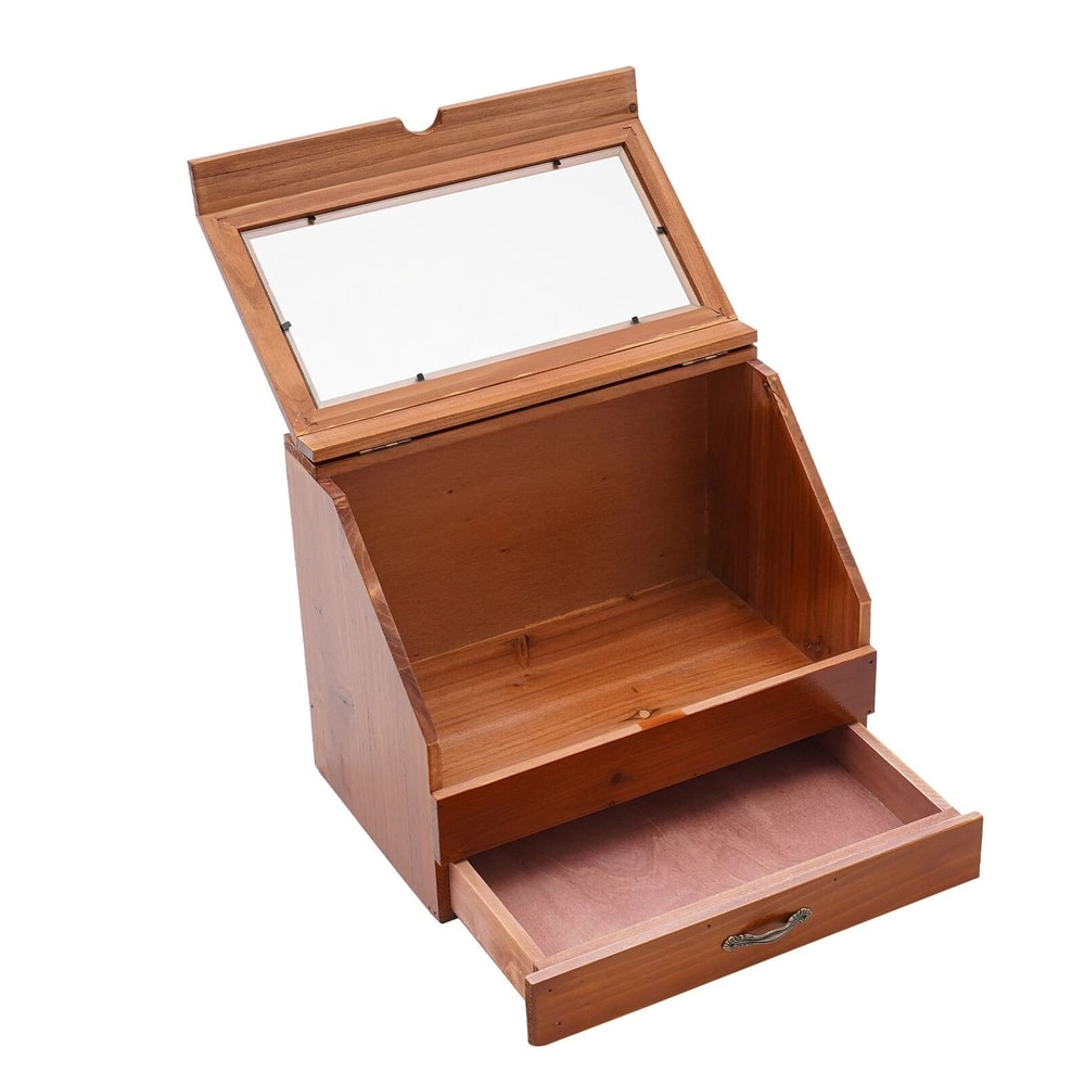 Elegant Wood Perfume Organizer With Drawer Jewelry Storage Box Tiered Perfume Display Stand 11