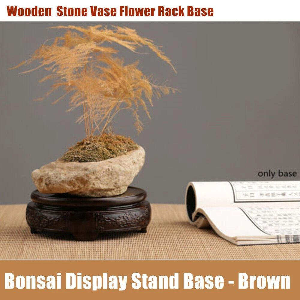 Hand Carved Wooden Display Stand Pedestal Bonsai Teapot Vase Base 9