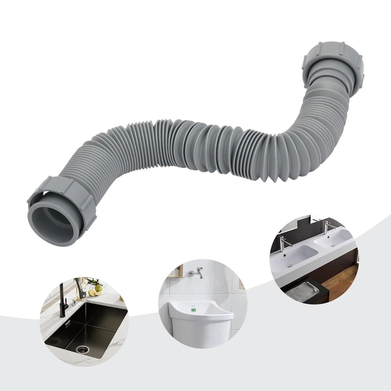 Premium Flexible Sink Drain Pipe Expandable Basin Drain Hose Tubing For Kitchen Bathroom 1