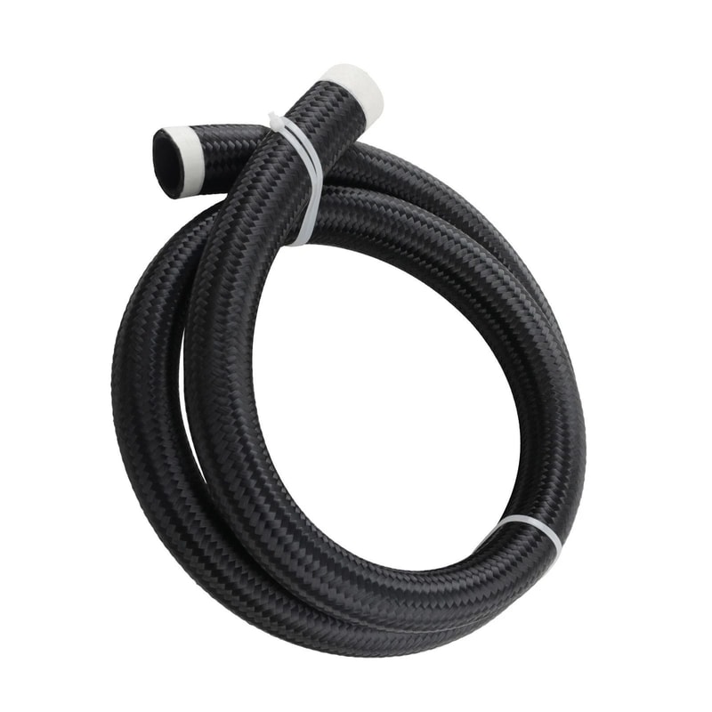 Black Fuel Line Stainless Steel Nylon Braided Oil Hose 2