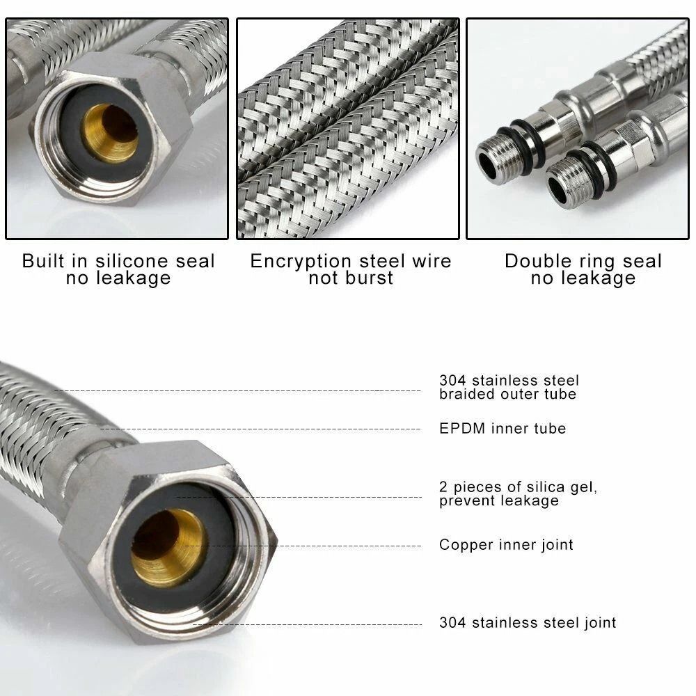 Faucet Supply Hose Female To Male Stainless Steel Connector 2