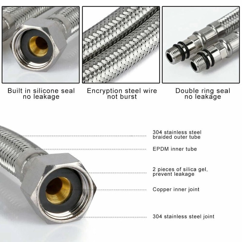 Faucet Supply Hose Female To Male Stainless Steel Connector 2