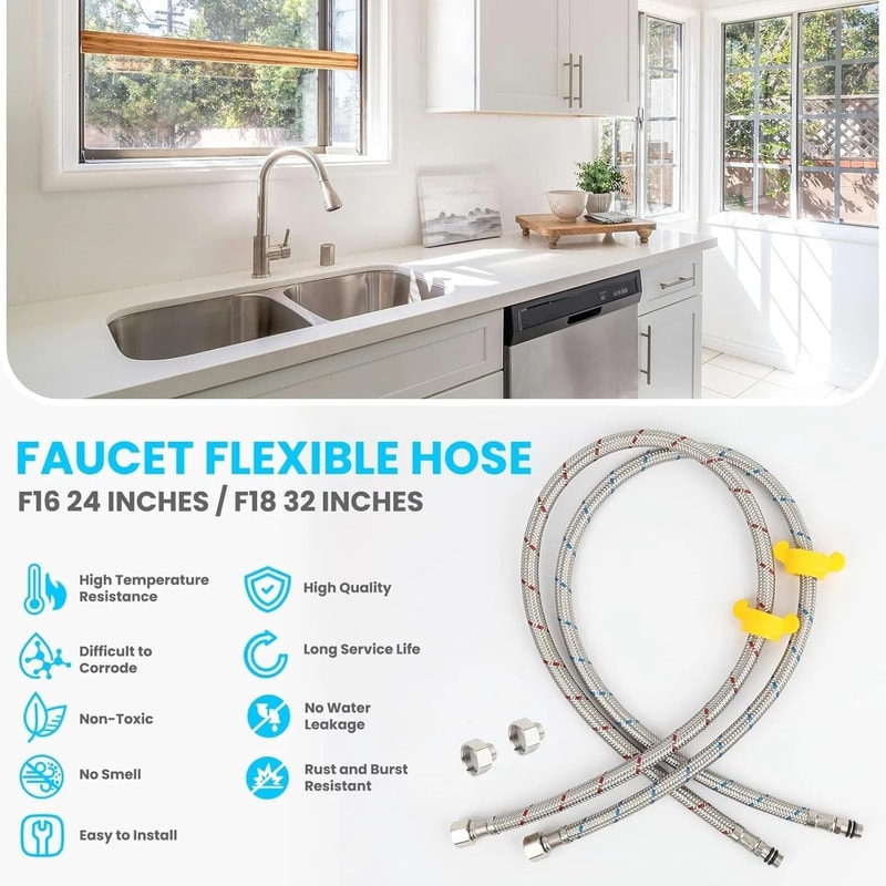Faucet Supply Hose Female To Male Stainless Steel Connector 6
