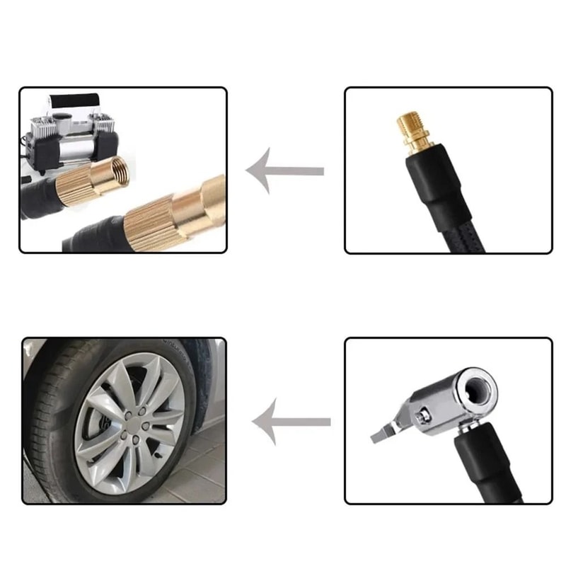 Tire Inflator Extension Hose Car Air Pump Valve Adapter 1