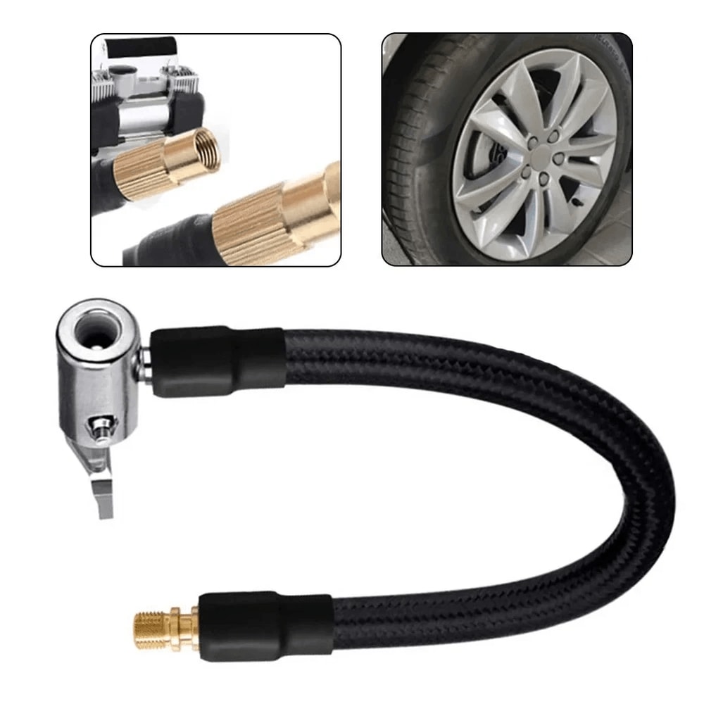 Tire Inflator Extension Hose Car Air Pump Valve Adapter 2