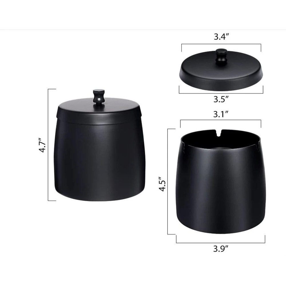 Windproof Ashtray With Lid Stainless Steel Smokeless Indoor Outdoor Cigarette Ash Tray 1