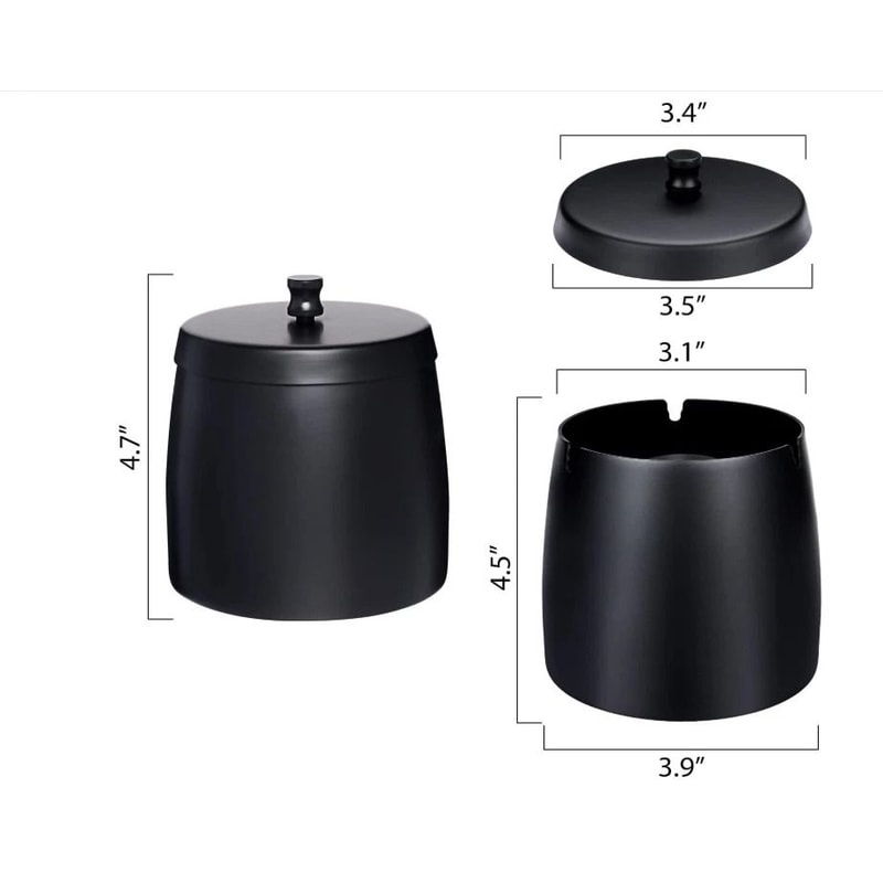 Windproof Ashtray With Lid Stainless Steel Smokeless Indoor Outdoor Cigarette Ash Tray 1