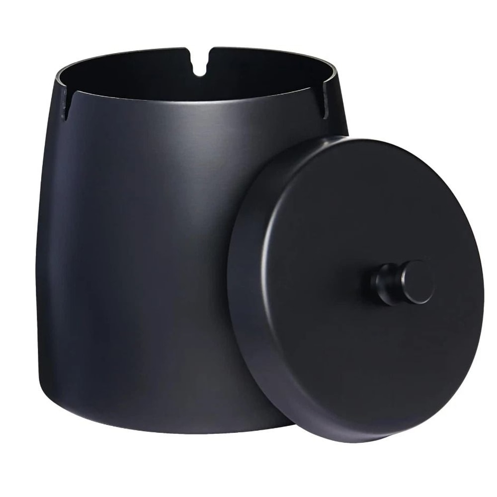 Windproof Ashtray With Lid Stainless Steel Smokeless Indoor Outdoor Cigarette Ash Tray 2