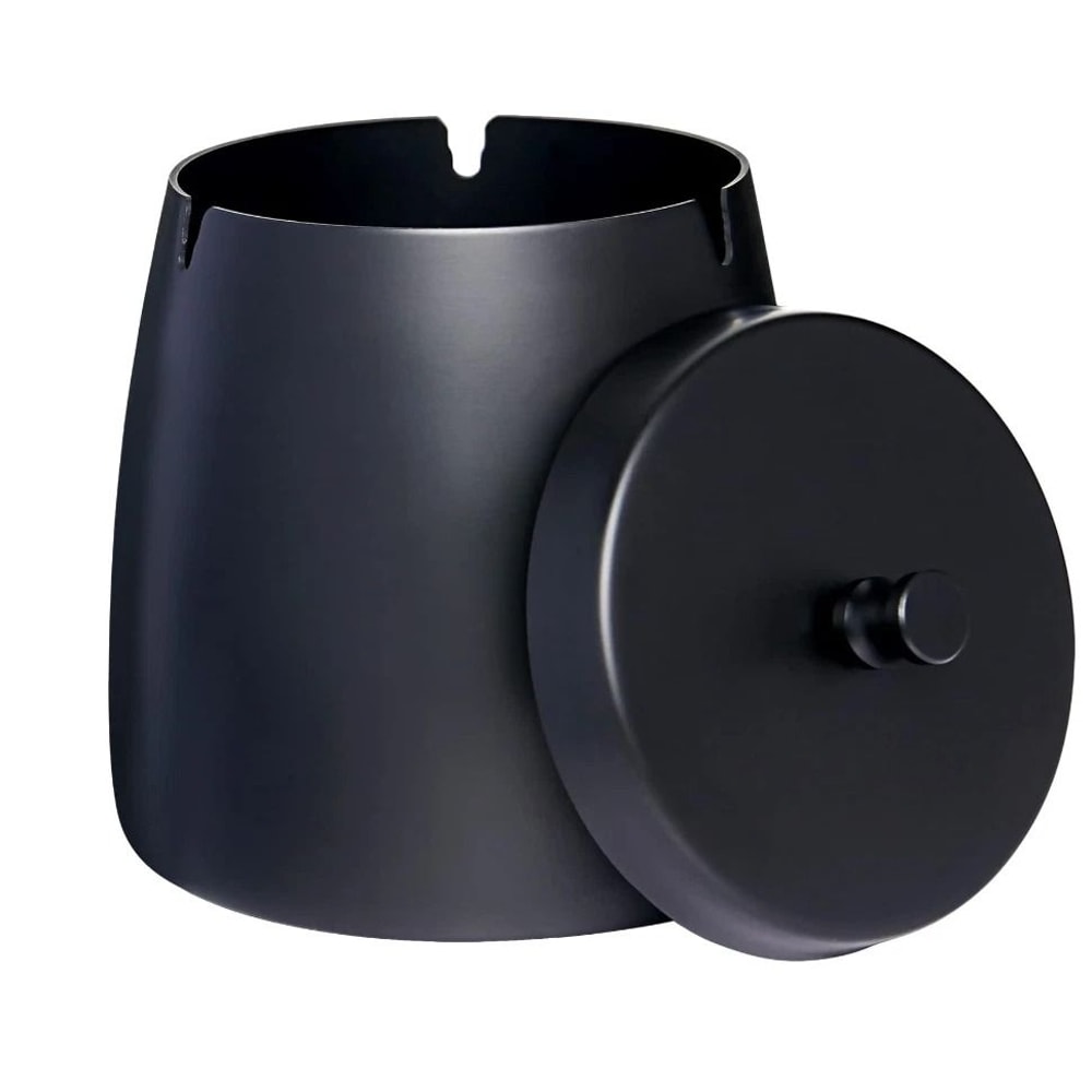 Windproof Ashtray With Lid Stainless Steel Smokeless Indoor Outdoor Cigarette Ash Tray 7