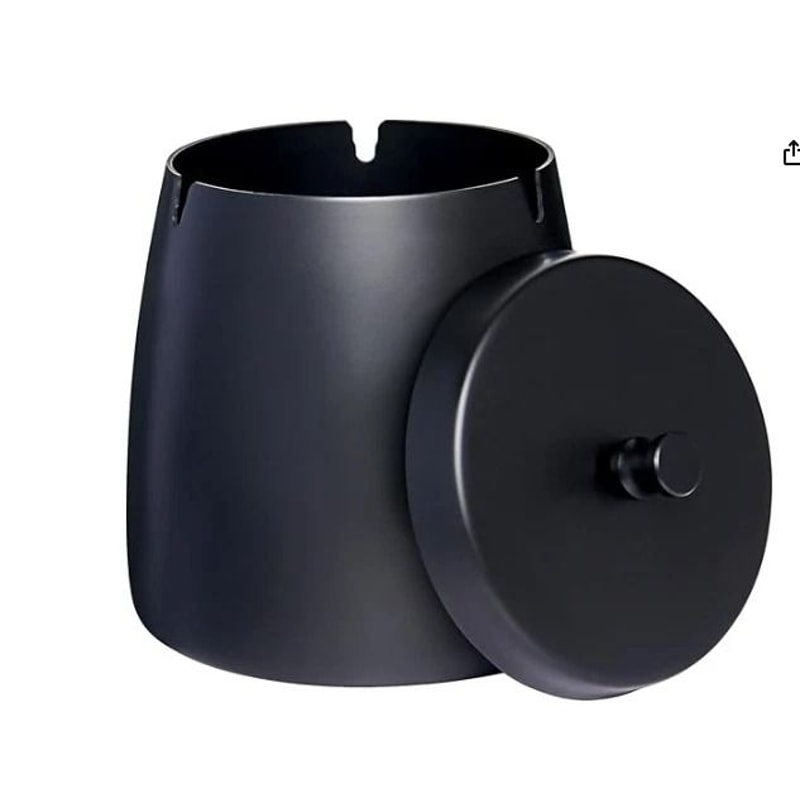 Windproof Ashtray With Lid Stainless Steel Smokeless Indoor Outdoor Cigarette Ash Tray 8