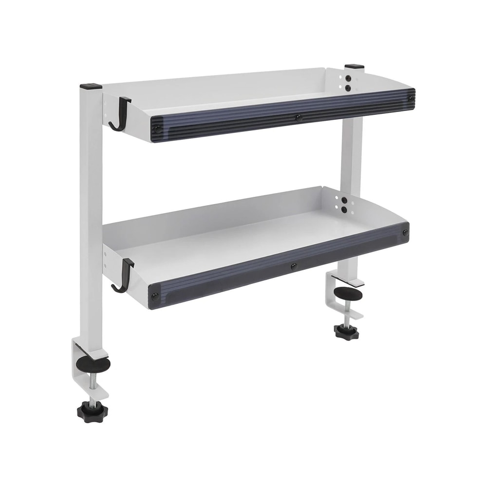 Modern Clamp On Desk Shelf With 2 Tier Organizer And Adjustable Storage Tray 11