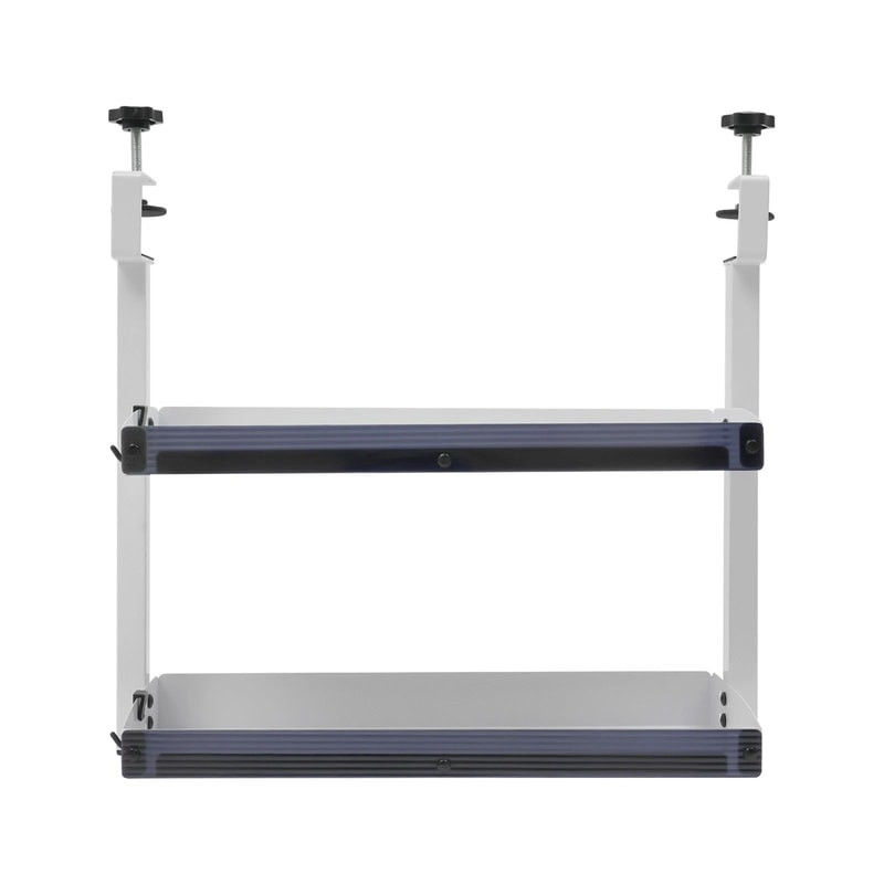 Modern Clamp On Desk Shelf With 2 Tier Organizer And Adjustable Storage Tray 4