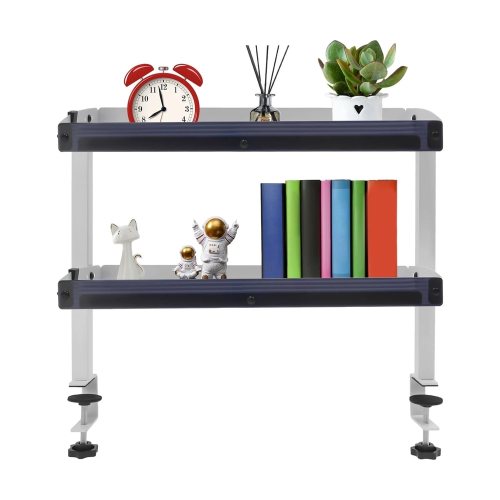Modern Clamp On Desk Shelf With 2 Tier Organizer And Adjustable Storage Tray 5