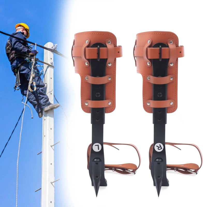 Adjustable Tree Climbing Spike Kit With Steel Gaffs And Climber Straps 1