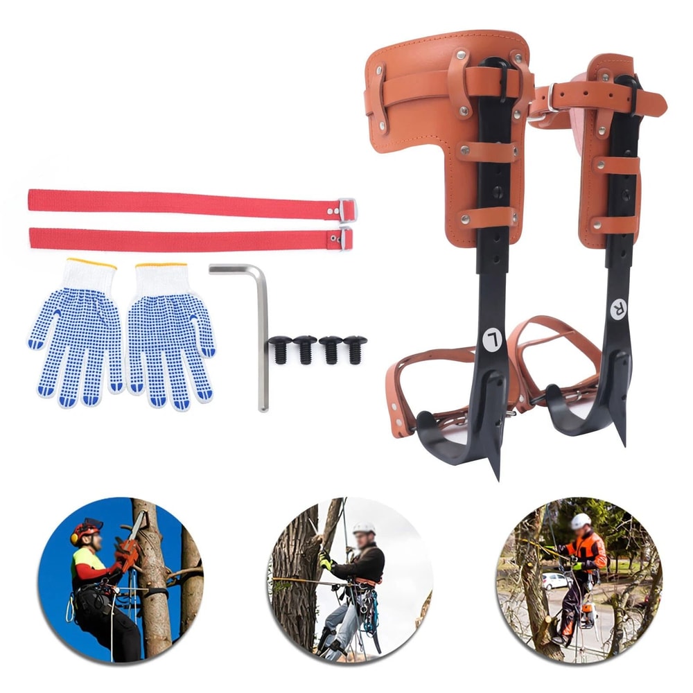 Adjustable Tree Climbing Spike Kit With Steel Gaffs And Climber Straps 11