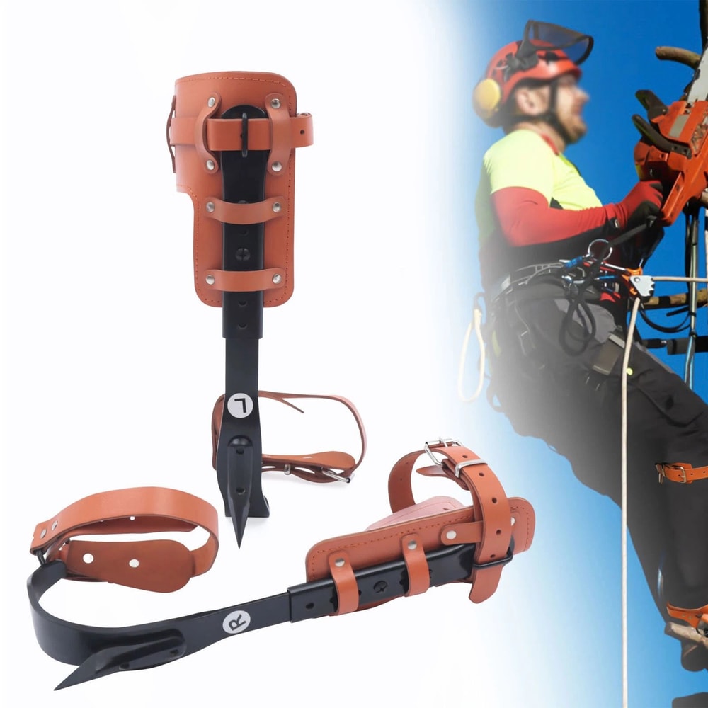 Adjustable Tree Climbing Spike Kit With Steel Gaffs And Climber Straps 2
