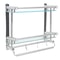 Stainless Steel Wall Mounted Glass Bathroom Shelf With Towel Hanger 2