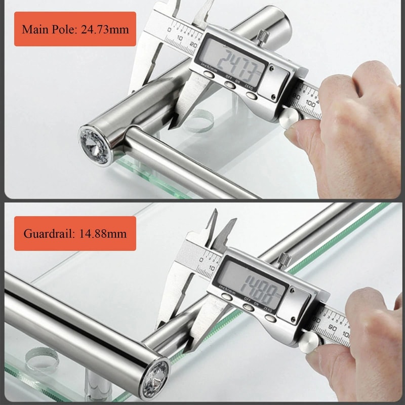 Stainless Steel Wall Mounted Glass Bathroom Shelf With Towel Hanger 3