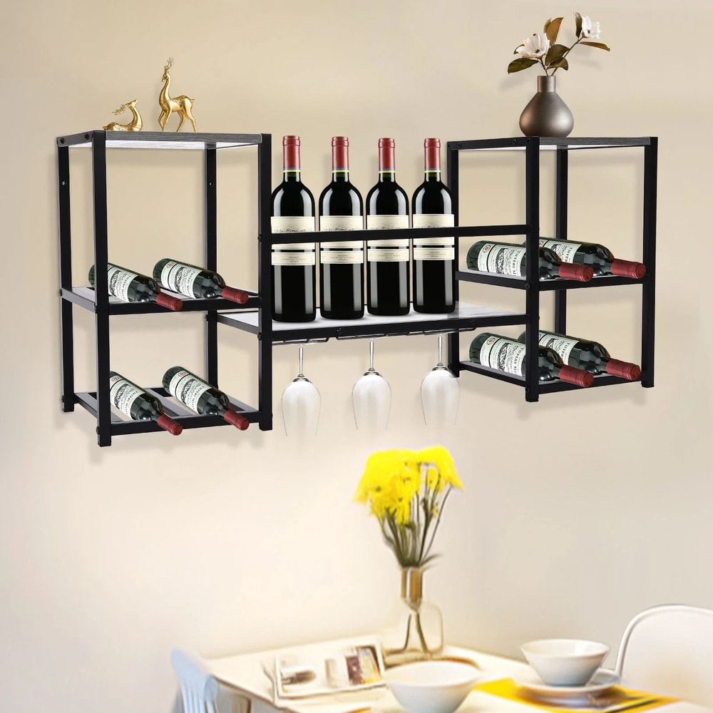 3 Tier Wall Mounted Wine Rack With Modern Bottle Storage 0