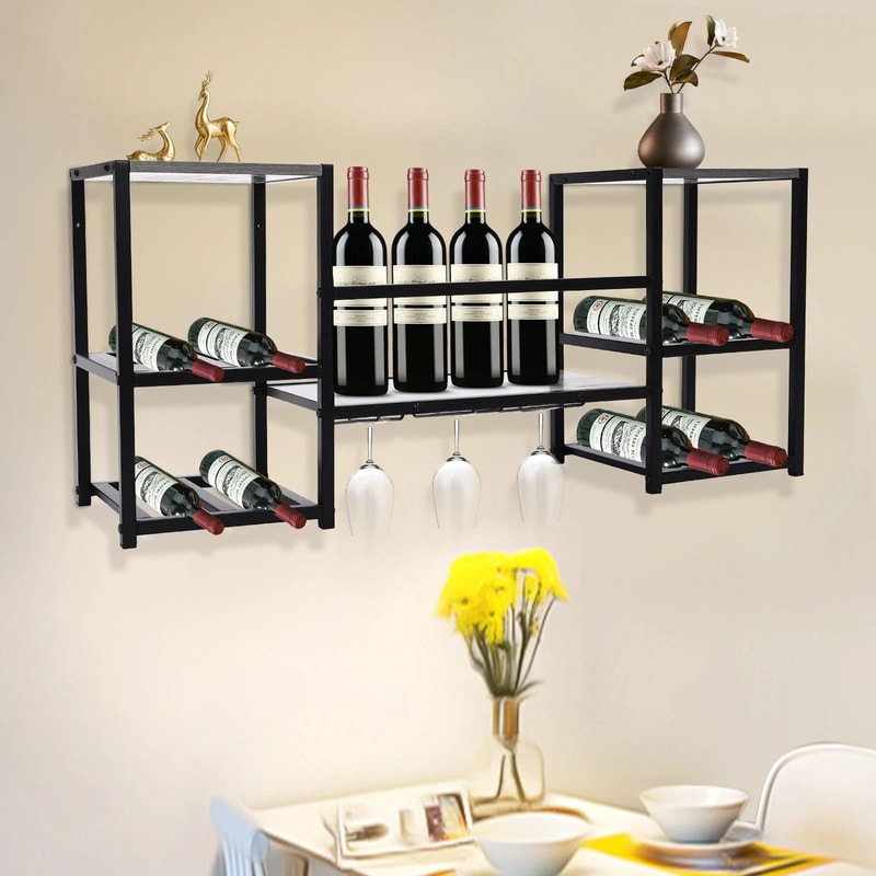 3 Tier Wall Mounted Wine Rack With Modern Bottle Storage 0