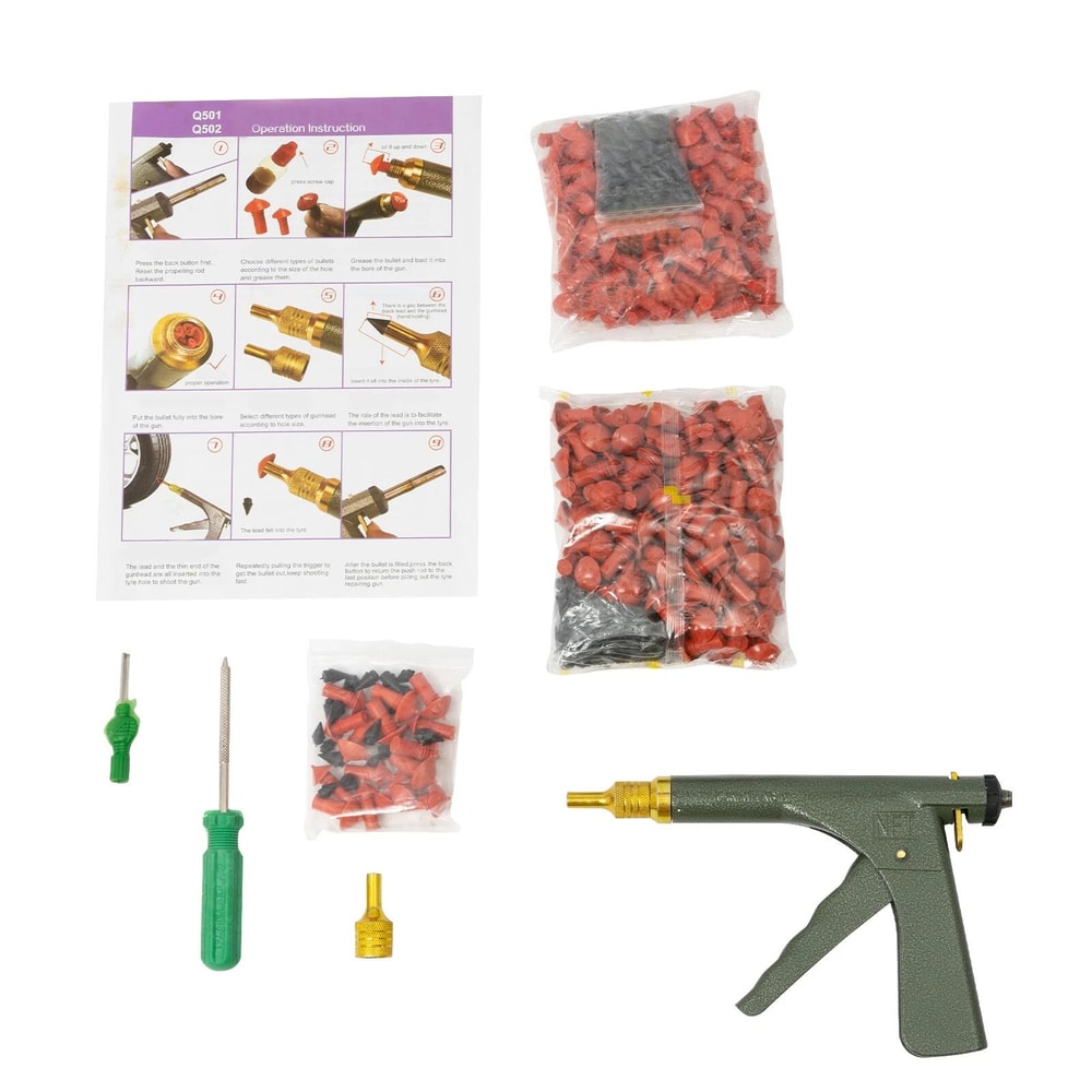 Tubeless Tire Repair Kit With Tire Mushroom Plugs And Plug Gun For Cars Motorcycles 4