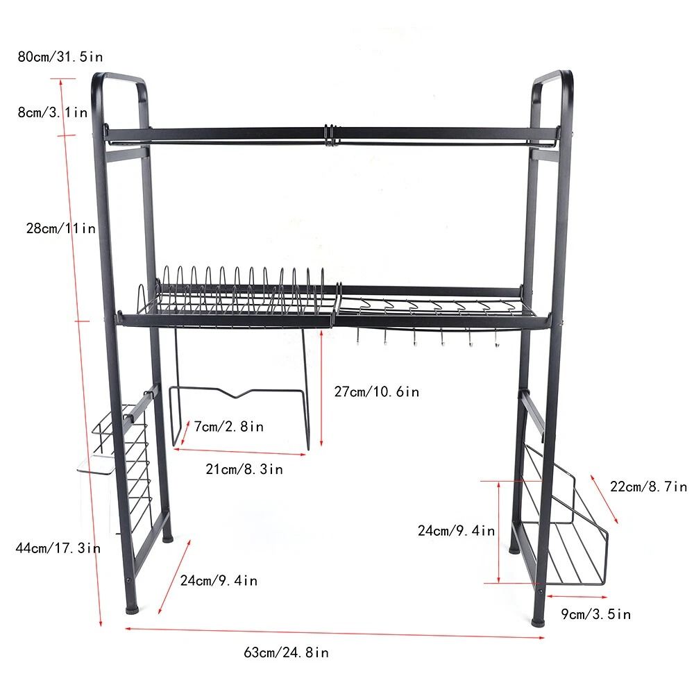 2 Tier Over The Sink Dish Drying Rack Stainless Steel Kitchen Organizer 9