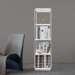 4 tier rotating bookshelf tower, space saving floor standing book display rack