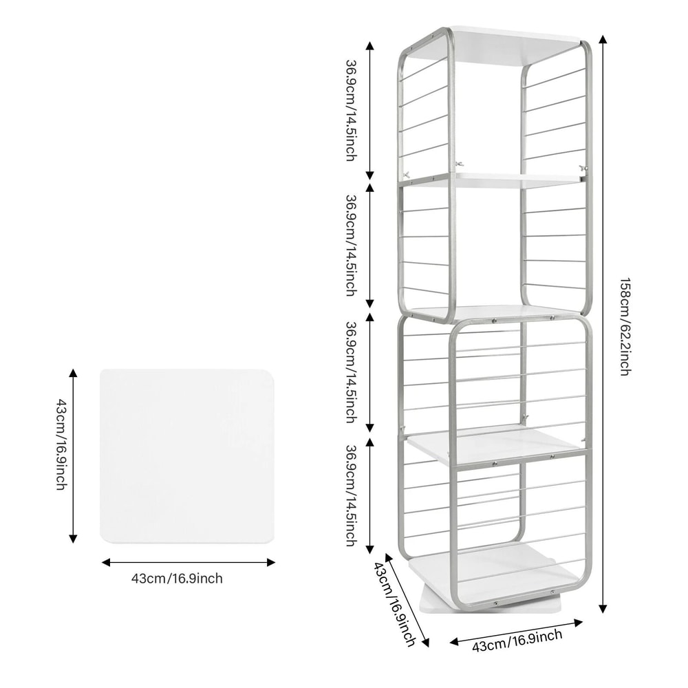 4 Tier Rotating Bookshelf Tower Space Saving Floor Standing Book Display Rack 10