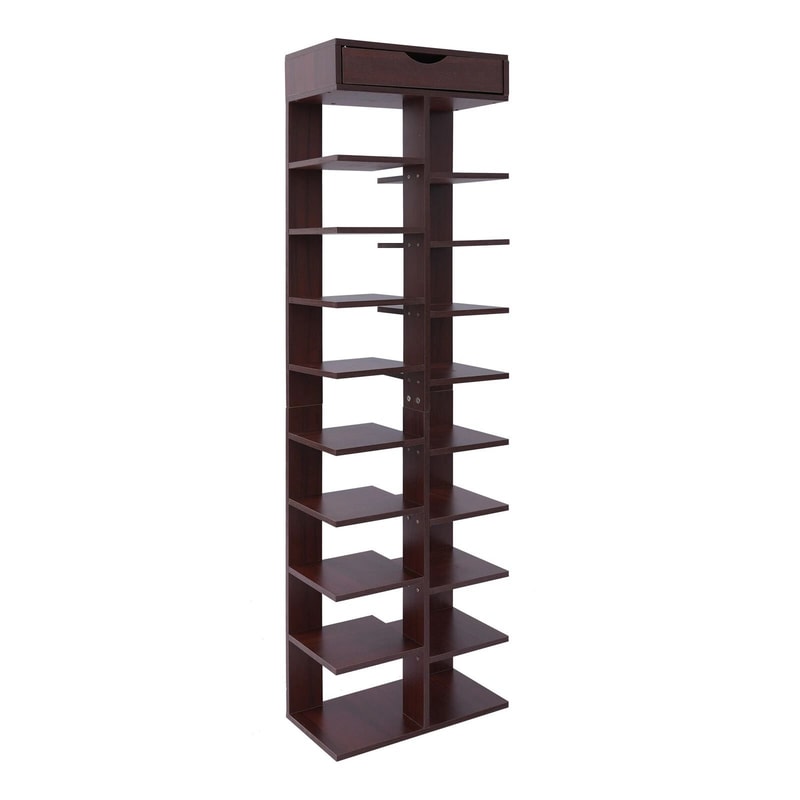 10 Tier Vertical Shoe Rack For Compact Entryway Shoe Storage 10