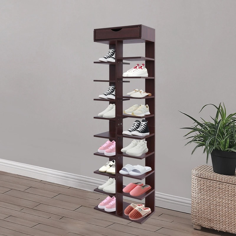 10 Tier Vertical Shoe Rack For Compact Entryway Shoe Storage 3