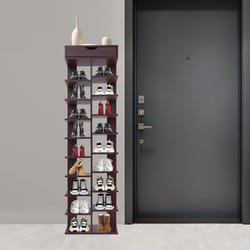 10 tier vertical shoe rack for compact entryway shoe storage