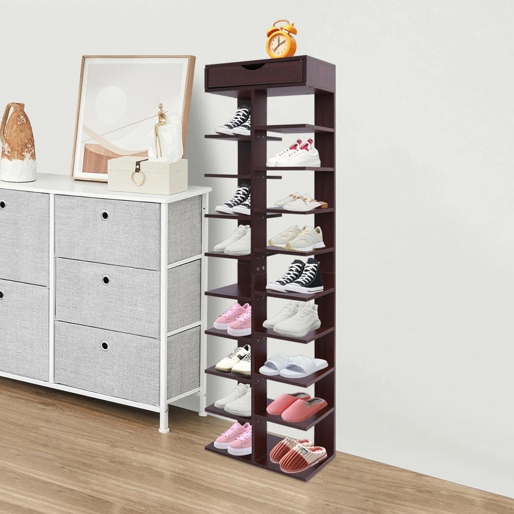 10 Tier Vertical Shoe Rack For Compact Entryway Shoe Storage 5