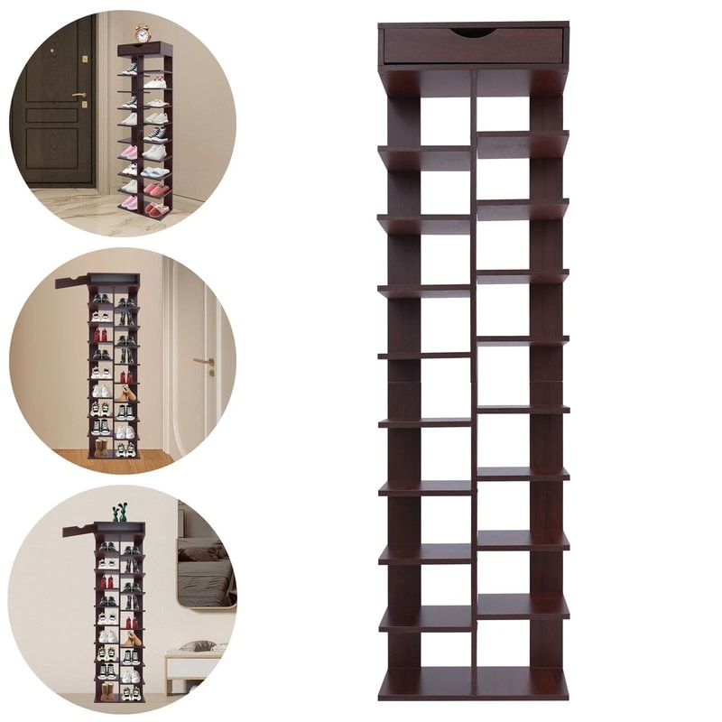 10 Tier Vertical Shoe Rack For Compact Entryway Shoe Storage 6