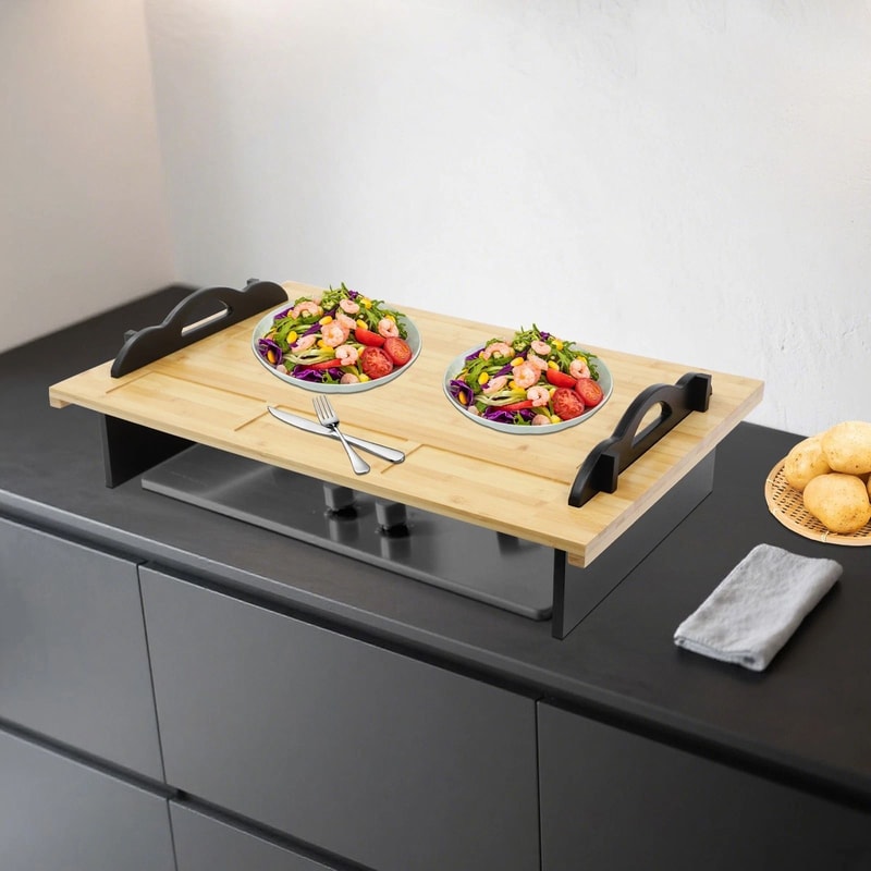 Bamboo Stove Top Cover Board With Handles For Gas And Electric Stoves 18