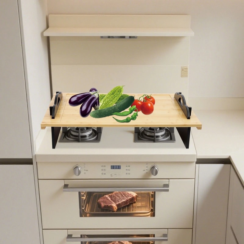 Bamboo Stove Top Cover Board With Handles For Gas And Electric Stoves 8