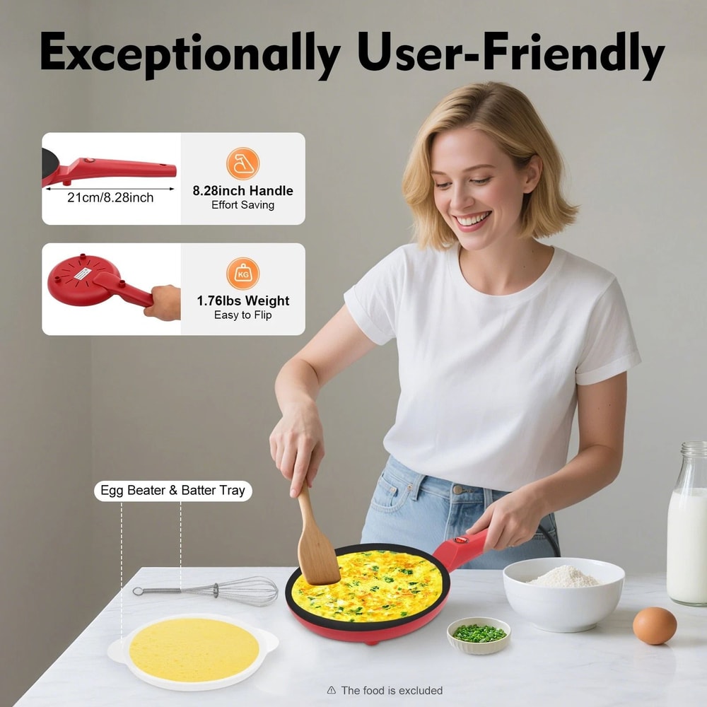 Electric Crepe Maker Non Stick Pancake Griddle For Crepes Tortillas And Breakfast 4