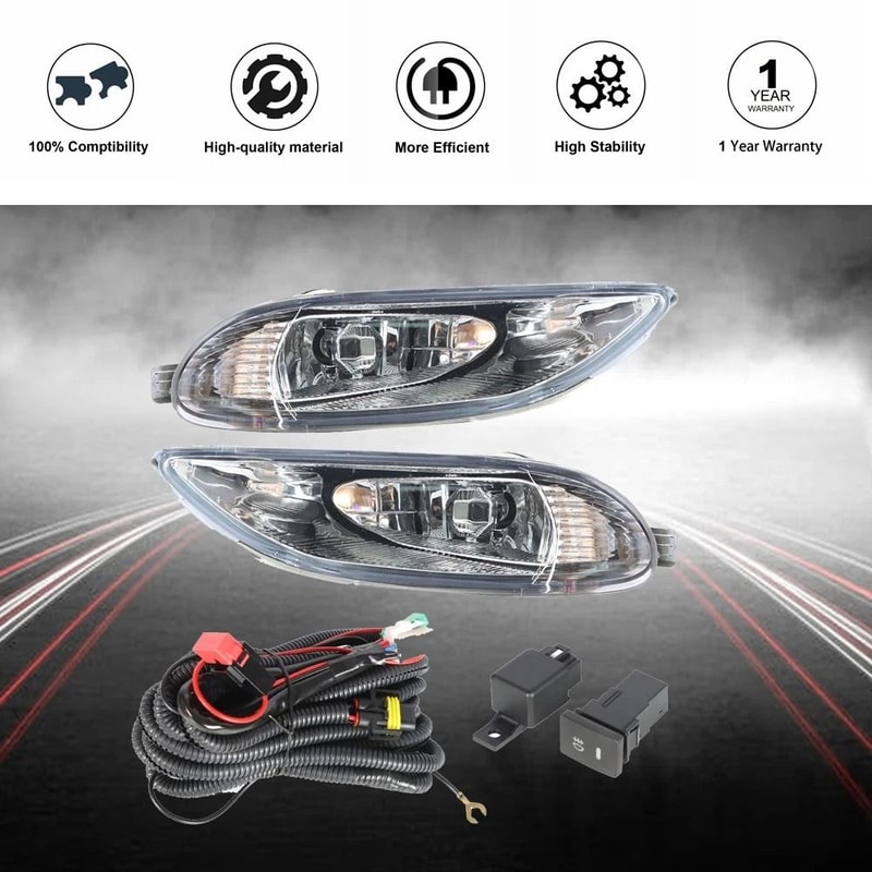 High Output Clear Fog Lights Kit With Switch Toyota Corolla Fog Light Kit Wiring Direct Fit 4
