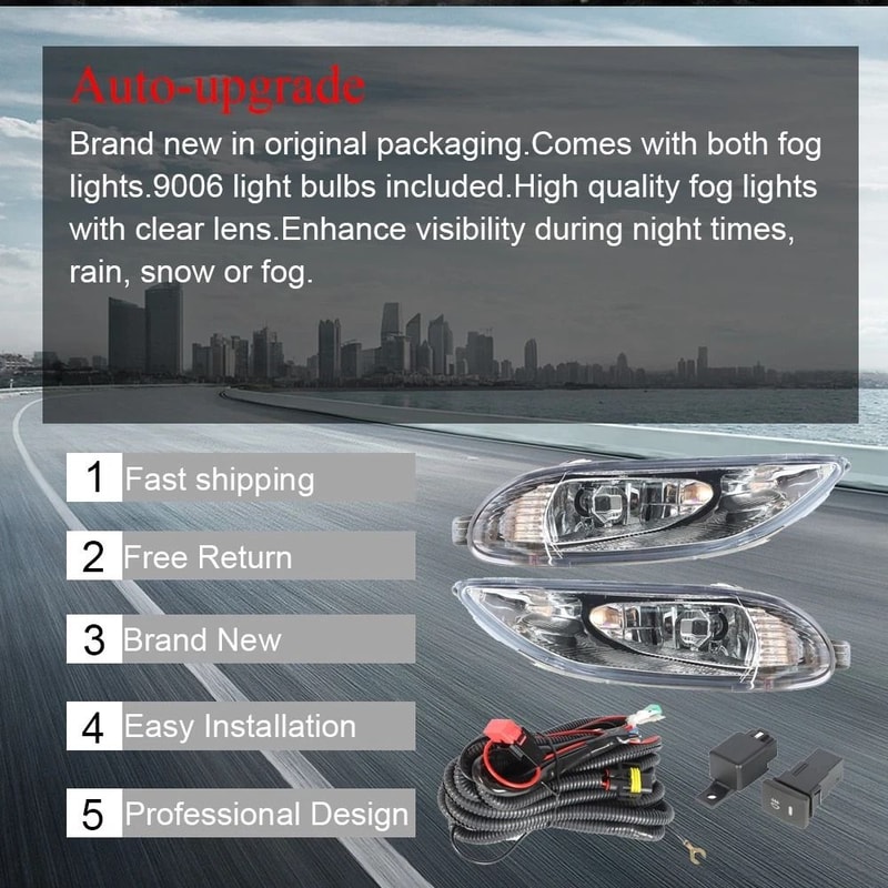 High Output Clear Fog Lights Kit With Switch Toyota Corolla Fog Light Kit Wiring Direct Fit 6