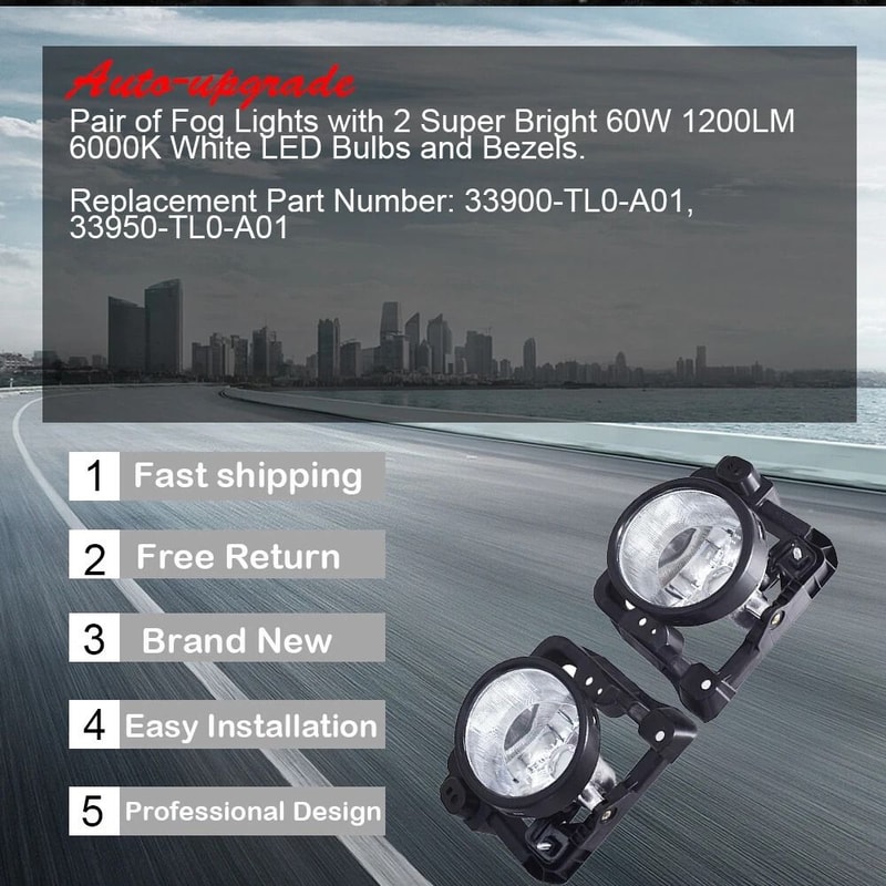 Premium Front Fog Lamp Assembly For Acura TSX With Bulbs Direct Fit Replacement 8