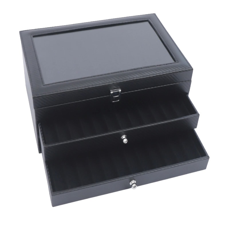 36 Slot Leather Pen Display Box With Glass Top Fountain Pen Storage Case 3
