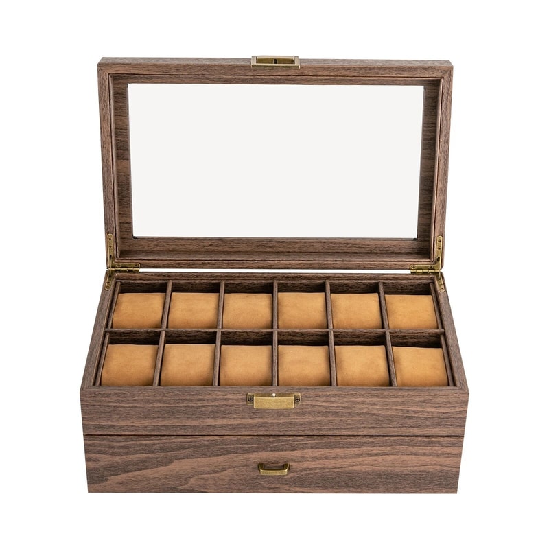 24 Slot Watch Box With Drawer Watch Display Case And Men Jewelry Holder 3